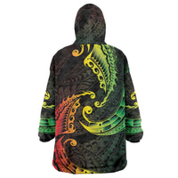 AAPI Heritage Month Wearable Blanket Hoodie Kanaka Maoli Polynesian Tribal Wave LT05 - Polynesian Pride