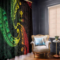 AAPI Heritage Month Window Curtain Kanaka Maoli Polynesian Tribal Wave LT05 - Polynesian Pride