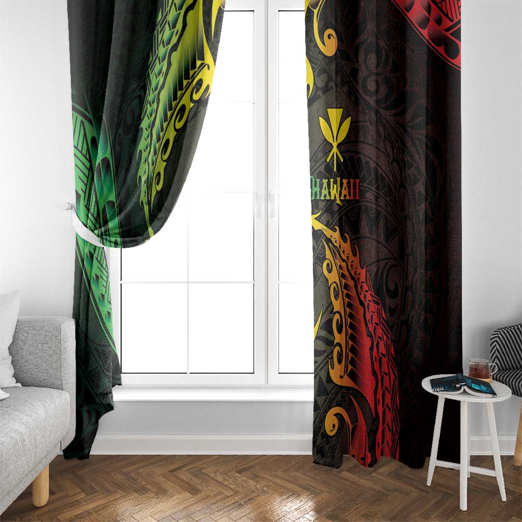 AAPI Heritage Month Window Curtain Kanaka Maoli Polynesian Tribal Wave LT05 - Polynesian Pride