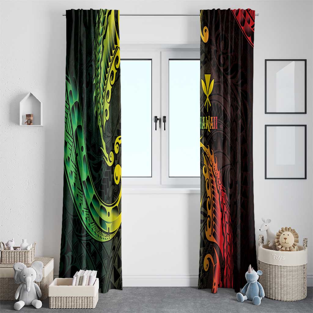 AAPI Heritage Month Window Curtain Kanaka Maoli Polynesian Tribal Wave LT05 - Polynesian Pride