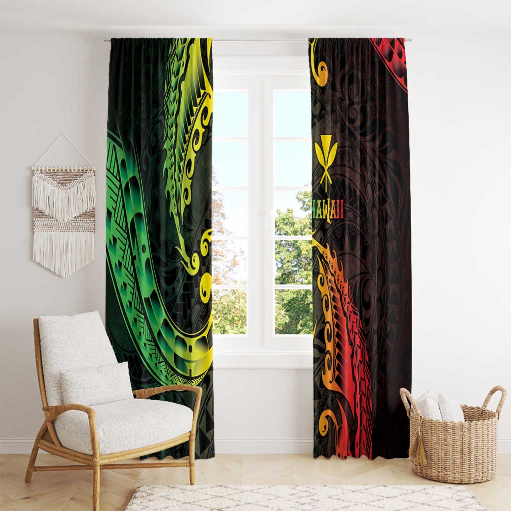AAPI Heritage Month Window Curtain Kanaka Maoli Polynesian Tribal Wave LT05 - Polynesian Pride