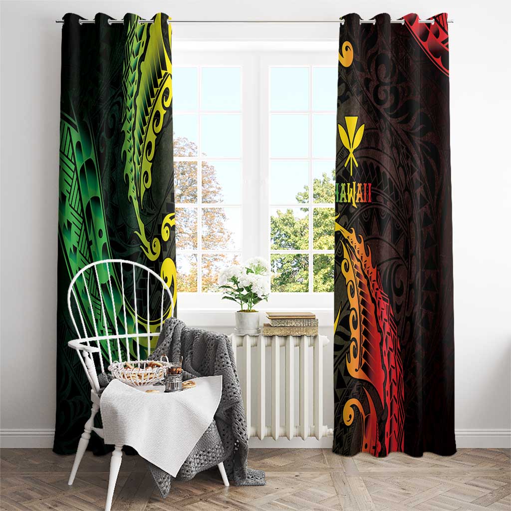 AAPI Heritage Month Window Curtain Kanaka Maoli Polynesian Tribal Wave LT05 - Polynesian Pride