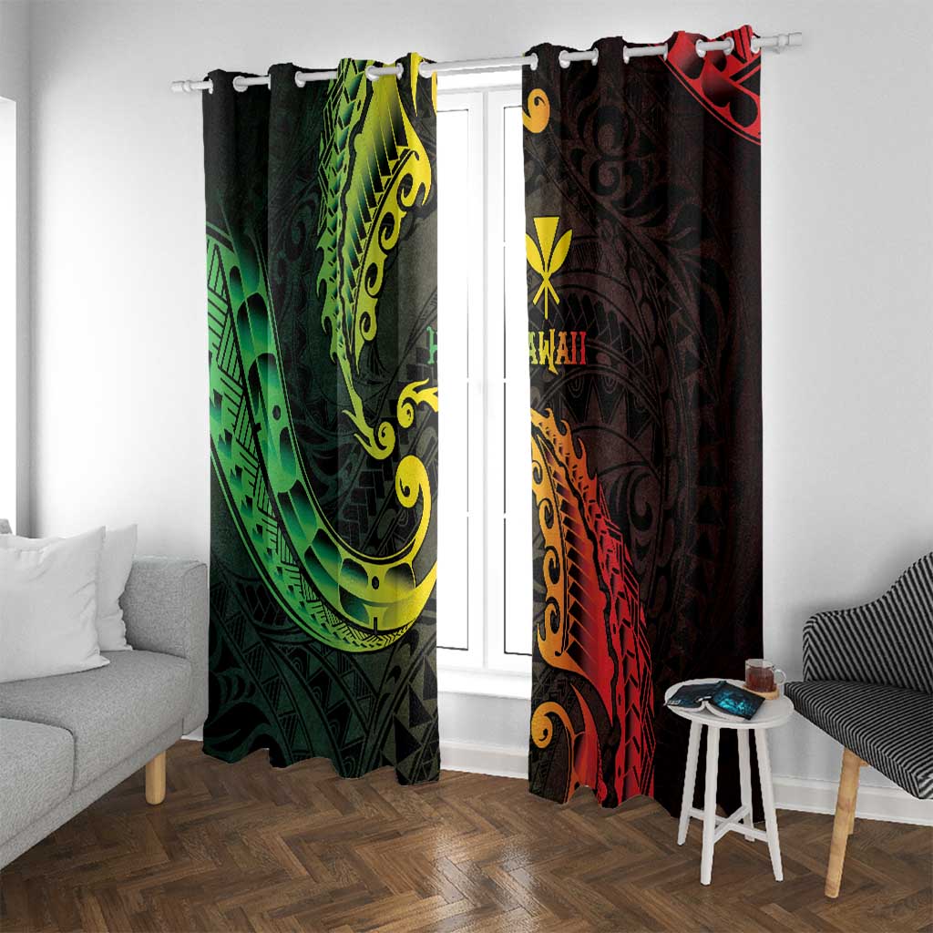 AAPI Heritage Month Window Curtain Kanaka Maoli Polynesian Tribal Wave LT05 With Grommets Reggae - Polynesian Pride