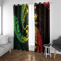 AAPI Heritage Month Window Curtain Kanaka Maoli Polynesian Tribal Wave LT05 With Grommets Reggae - Polynesian Pride