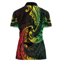 AAPI Heritage Month Women Polo Shirt Kanaka Maoli Polynesian Tribal Wave LT05 - Polynesian Pride