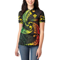 AAPI Heritage Month Women Polo Shirt Kanaka Maoli Polynesian Tribal Wave LT05 - Polynesian Pride