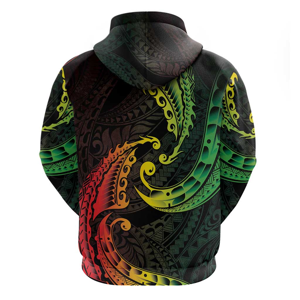 AAPI Heritage Month Zip Hoodie Kanaka Maoli Polynesian Tribal Wave LT05 - Polynesian Pride