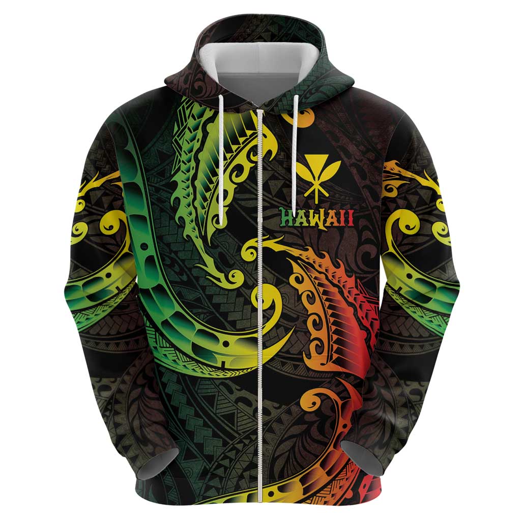 AAPI Heritage Month Zip Hoodie Kanaka Maoli Polynesian Tribal Wave LT05 - Polynesian Pride