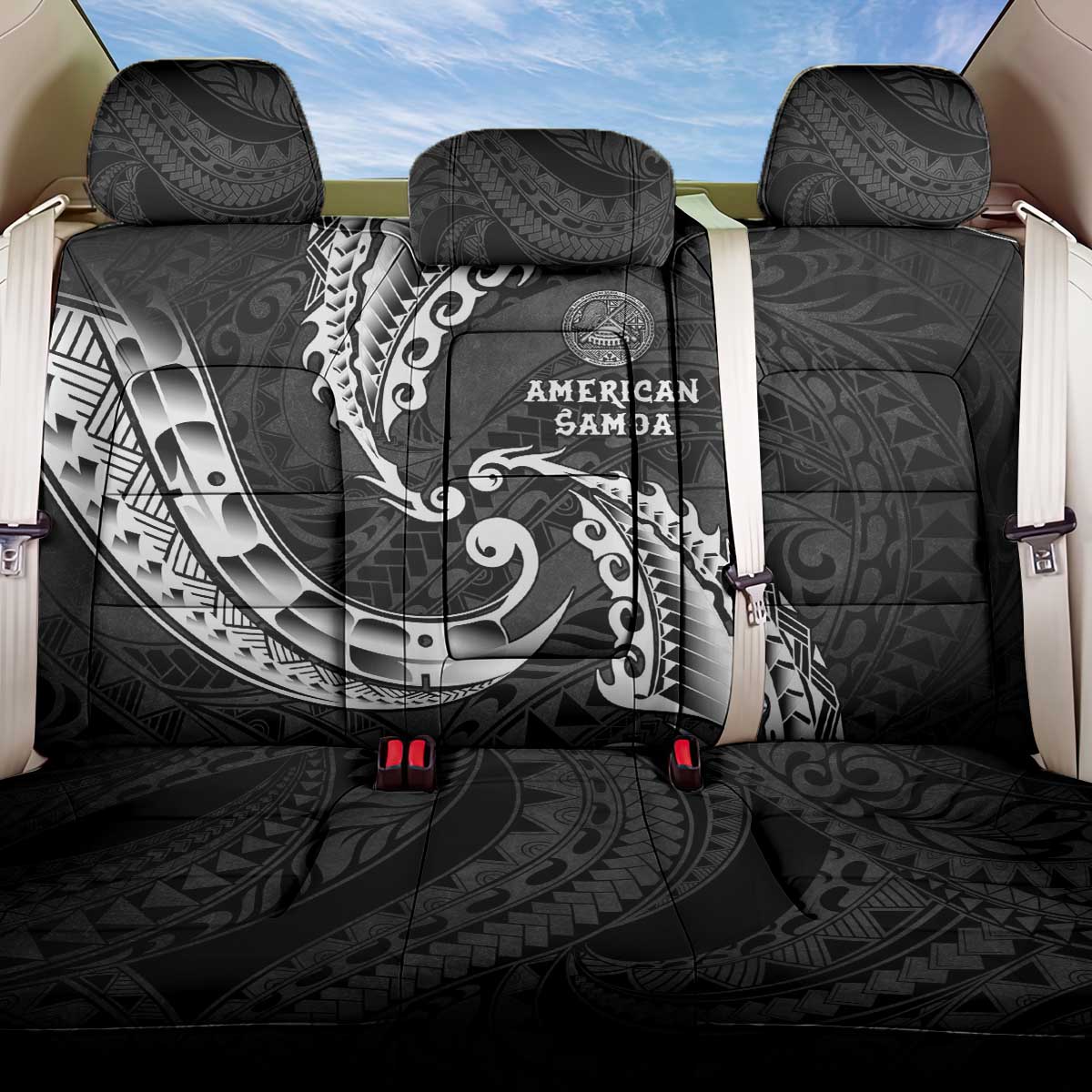 AAPI Heritage Month Back Car Seat Cover American Samoa Polynesian Tribal Wave LT05 One Size Black - Polynesian Pride