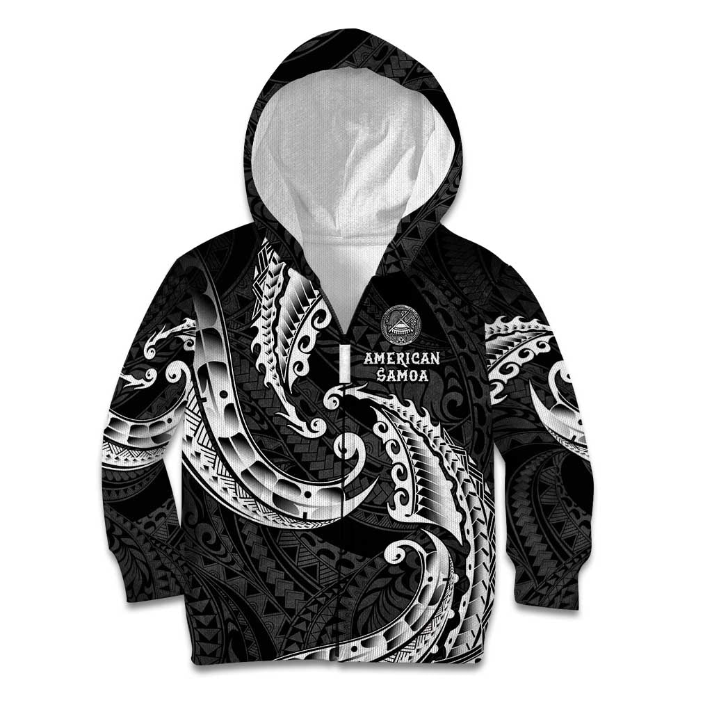AAPI Heritage Month Kid Hoodie American Samoa Polynesian Tribal Wave LT05 Zip Hoodie Black - Polynesian Pride