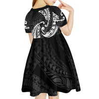 AAPI Heritage Month Kid Short Sleeve Dress American Samoa Polynesian Tribal Wave LT05 - Polynesian Pride