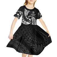 AAPI Heritage Month Kid Short Sleeve Dress American Samoa Polynesian Tribal Wave LT05 - Polynesian Pride