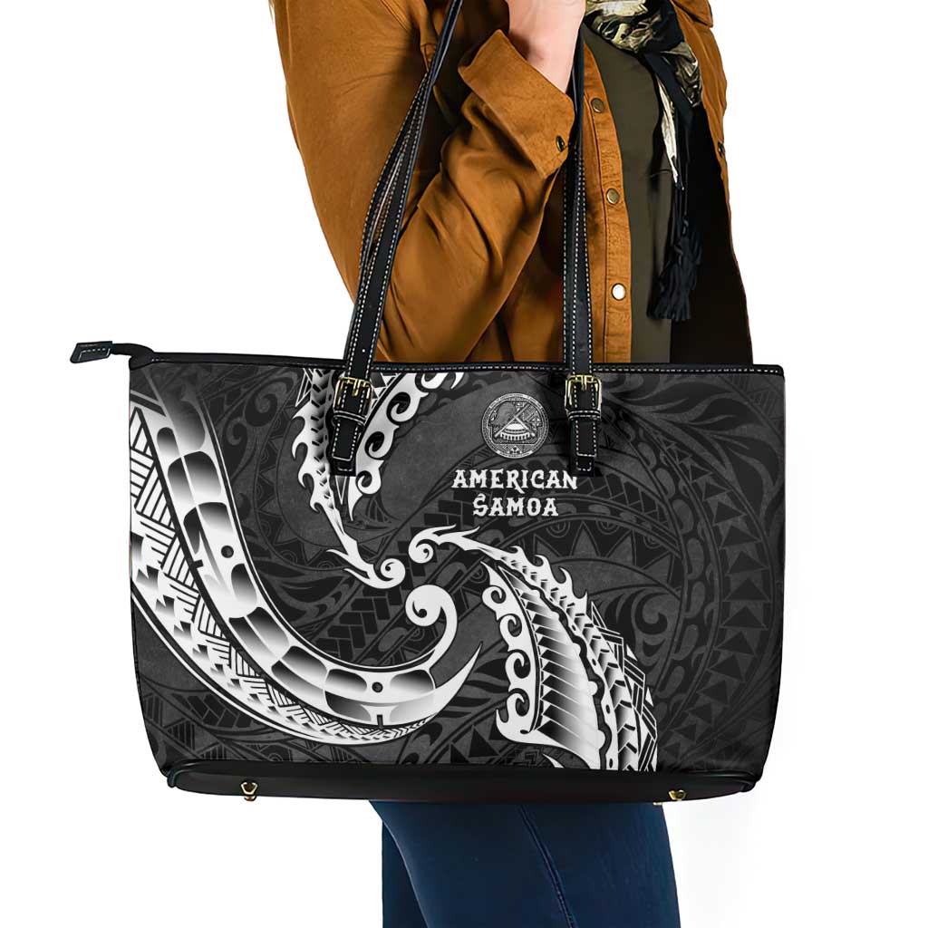 AAPI Heritage Month Leather Tote Bag American Samoa Polynesian Tribal Wave LT05 - Polynesian Pride