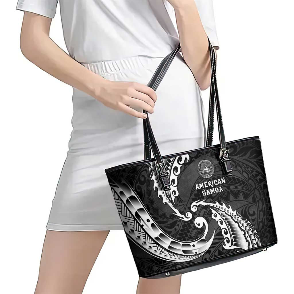 AAPI Heritage Month Leather Tote Bag American Samoa Polynesian Tribal Wave LT05 - Polynesian Pride