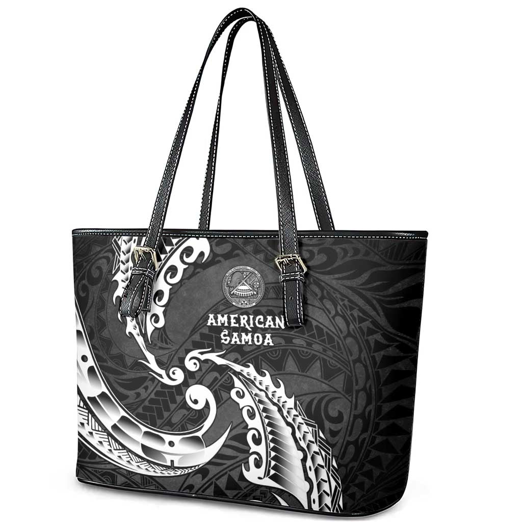 AAPI Heritage Month Leather Tote Bag American Samoa Polynesian Tribal Wave LT05 - Polynesian Pride