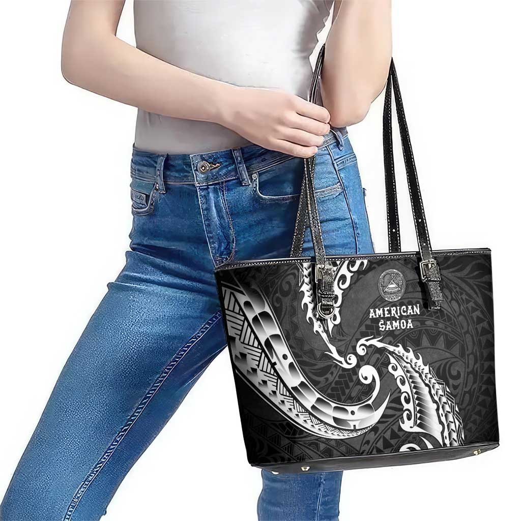 AAPI Heritage Month Leather Tote Bag American Samoa Polynesian Tribal Wave LT05 - Polynesian Pride
