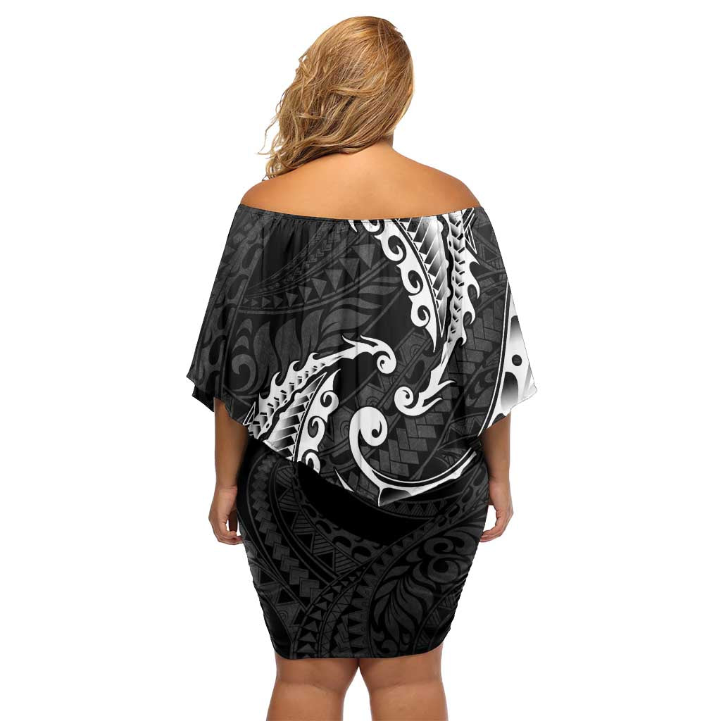 AAPI Heritage Month Off Shoulder Short Dress American Samoa Polynesian Tribal Wave LT05 - Polynesian Pride