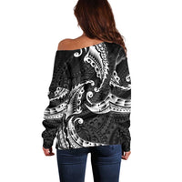 AAPI Heritage Month Off Shoulder Sweater American Samoa Polynesian Tribal Wave LT05 - Polynesian Pride
