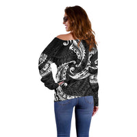 AAPI Heritage Month Off Shoulder Sweater American Samoa Polynesian Tribal Wave LT05 - Polynesian Pride