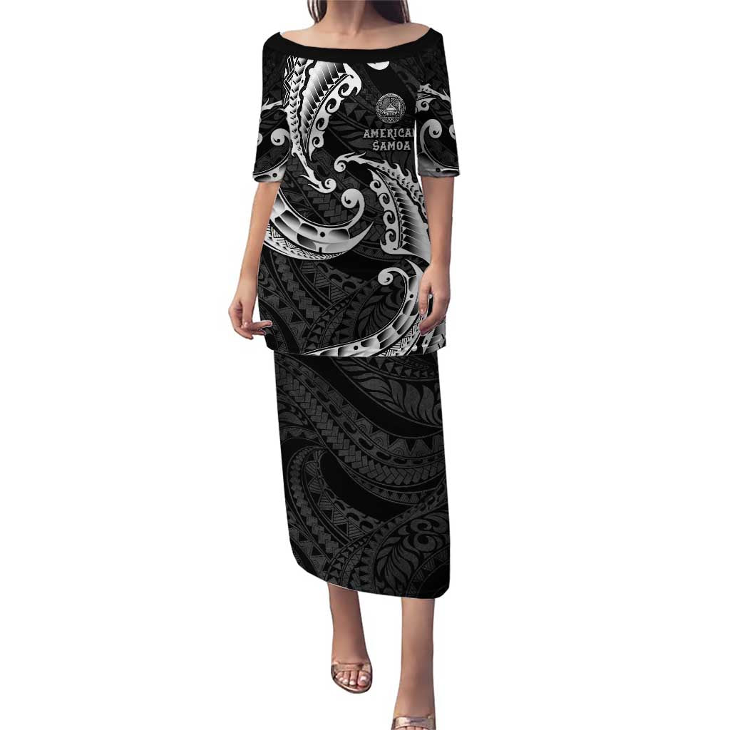 AAPI Heritage Month Puletasi American Samoa Polynesian Tribal Wave LT05 Long Dress Black - Polynesian Pride