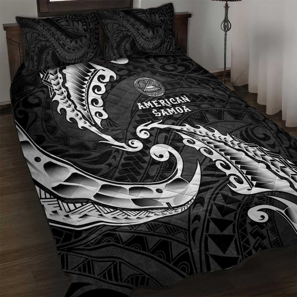 AAPI Heritage Month Quilt Bed Set American Samoa Polynesian Tribal Wave LT05 Black - Polynesian Pride