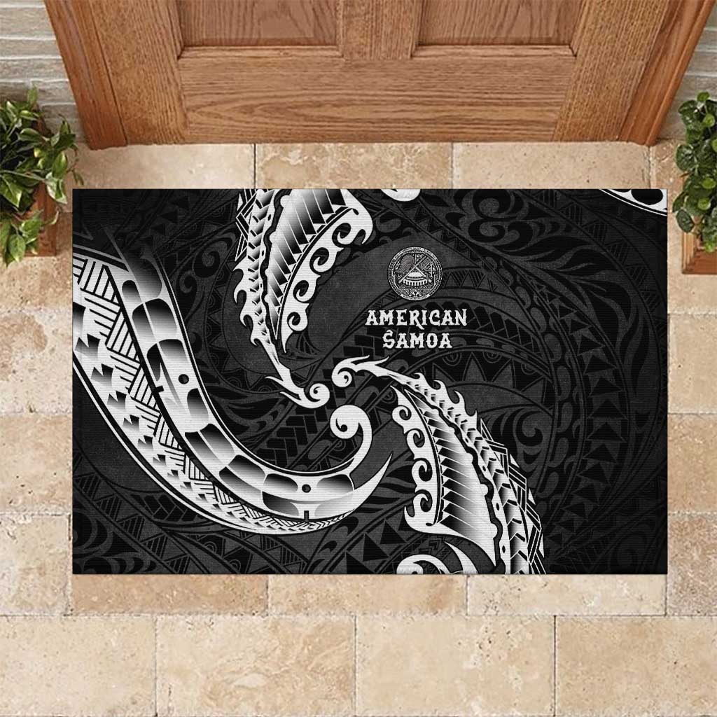 AAPI Heritage Month Rubber Doormat American Samoa Polynesian Tribal Wave LT05 Black - Polynesian Pride