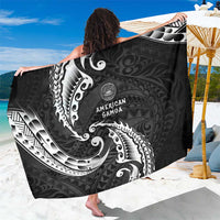 AAPI Heritage Month Sarong American Samoa Polynesian Tribal Wave LT05 One Size 44 x 66 inches Black - Polynesian Pride
