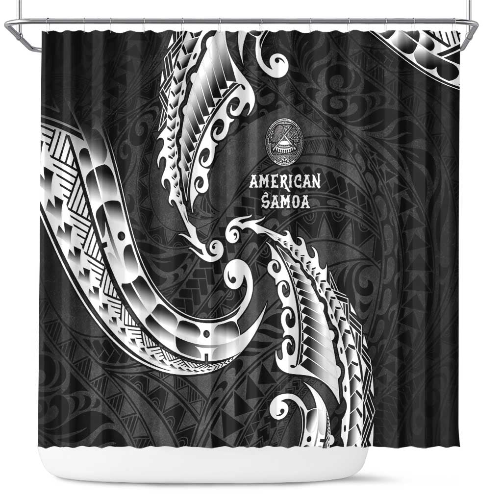 AAPI Heritage Month Shower Curtain American Samoa Polynesian Tribal Wave LT05 Black - Polynesian Pride