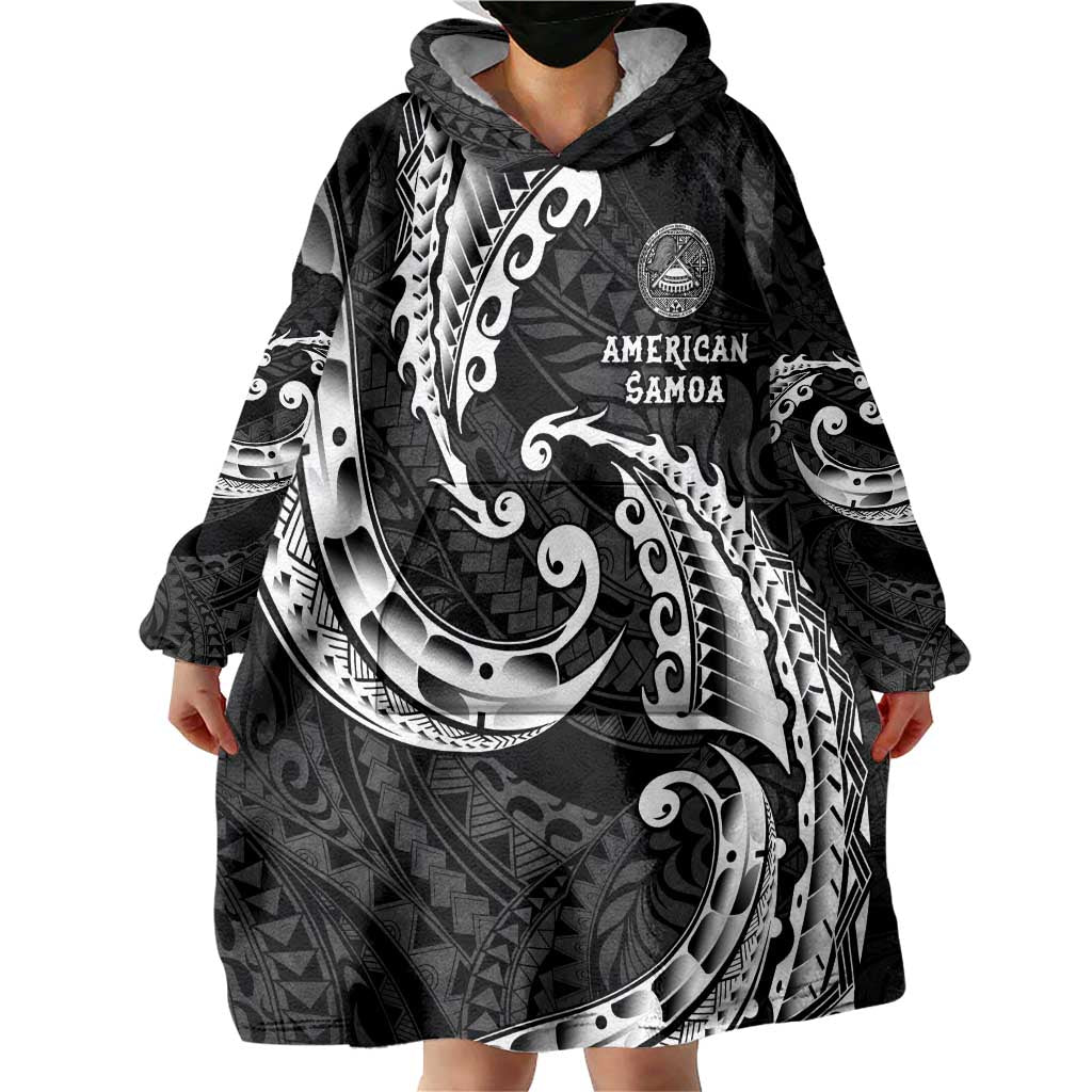 AAPI Heritage Month Wearable Blanket Hoodie American Samoa Polynesian Tribal Wave LT05 - Polynesian Pride