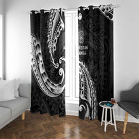 AAPI Heritage Month Window Curtain American Samoa Polynesian Tribal Wave LT05 With Grommets Black - Polynesian Pride