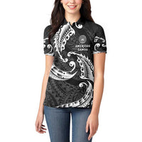 AAPI Heritage Month Women Polo Shirt American Samoa Polynesian Tribal Wave LT05 - Polynesian Pride