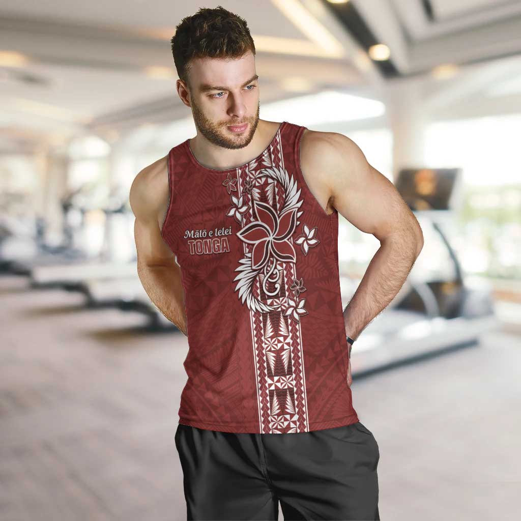 Tonga Language Week Men Tank Top Malo e Lelei Kupesi Ngatu Pattern LT05 Red - Polynesian Pride