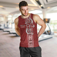 Tonga Language Week Men Tank Top Malo e Lelei Kupesi Ngatu Pattern LT05 Red - Polynesian Pride