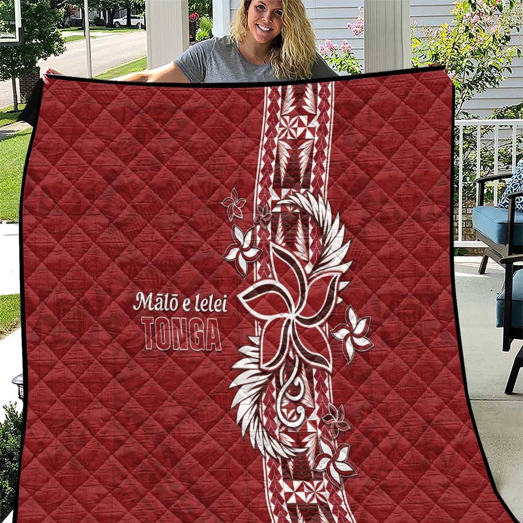 Tonga Language Week Quilt Malo e Lelei Kupesi Ngatu Pattern LT05 Red - Polynesian Pride