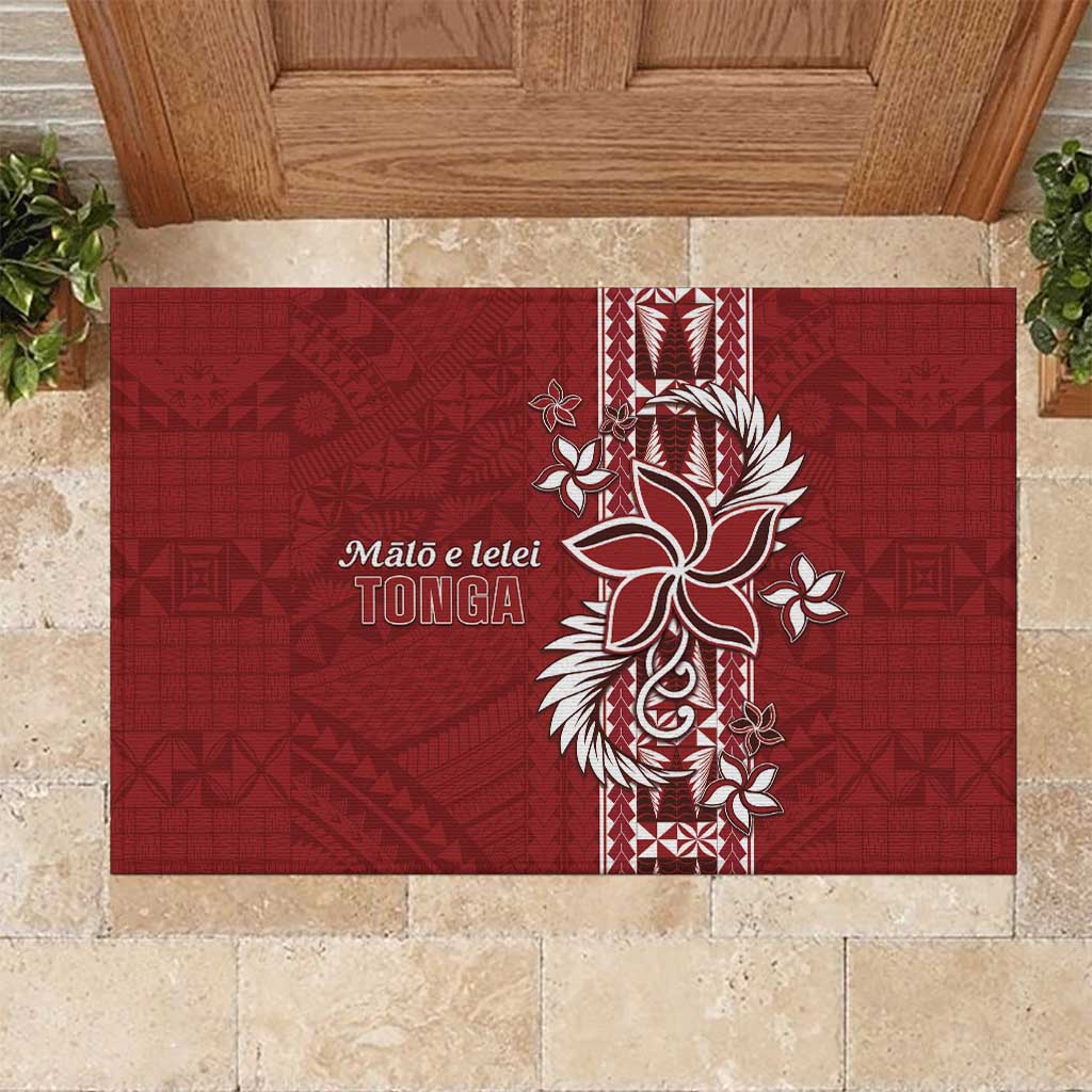 Tonga Language Week Rubber Doormat Malo e Lelei Kupesi Ngatu Pattern LT05 Red - Polynesian Pride