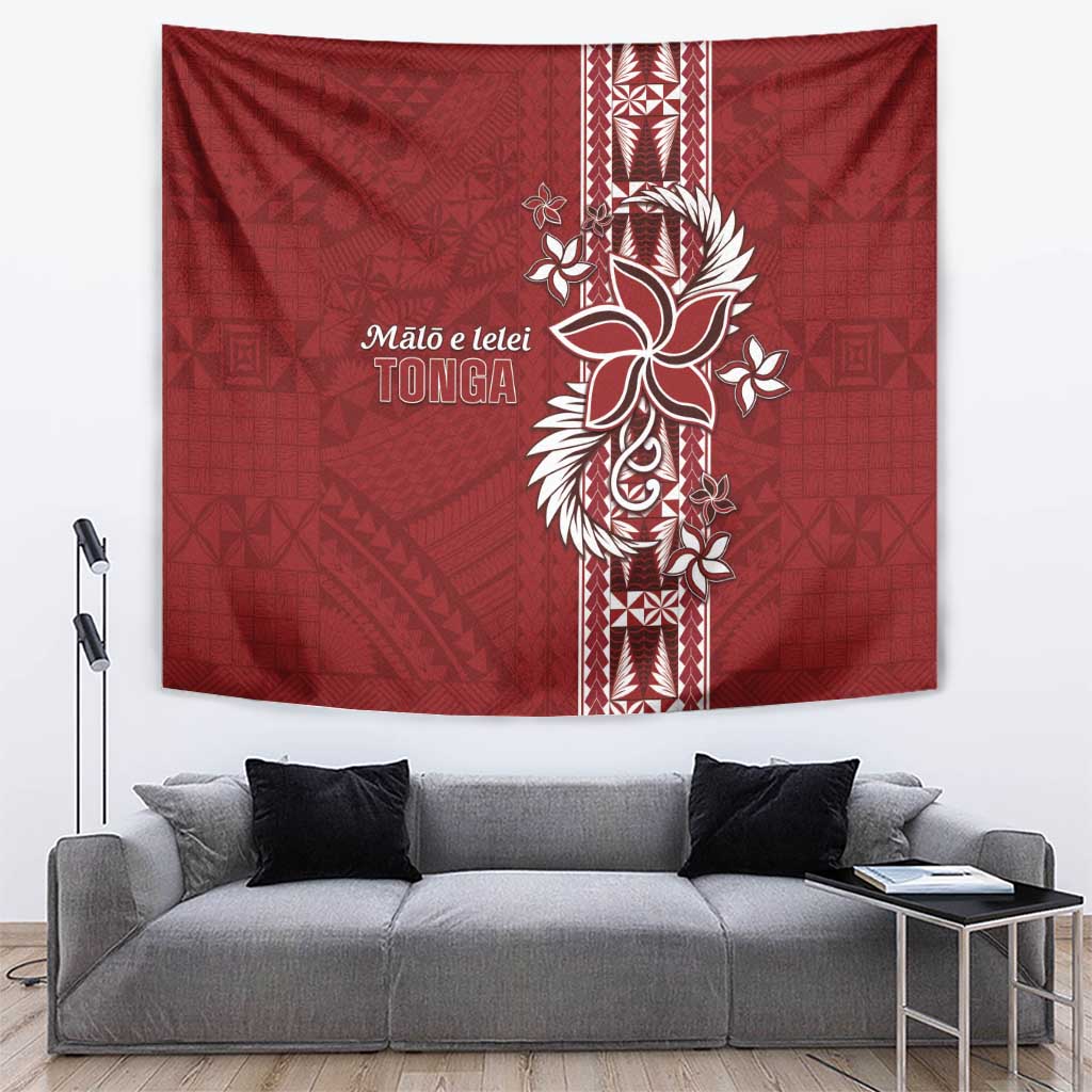 Tonga Language Week Tapestry Malo e Lelei Kupesi Ngatu Pattern LT05 Red - Polynesian Pride