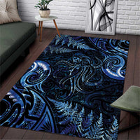 Aotearoa New Zealand Octopus Area Rug Silver Fern Maori Pattern LT05 Blue - Polynesian Pride