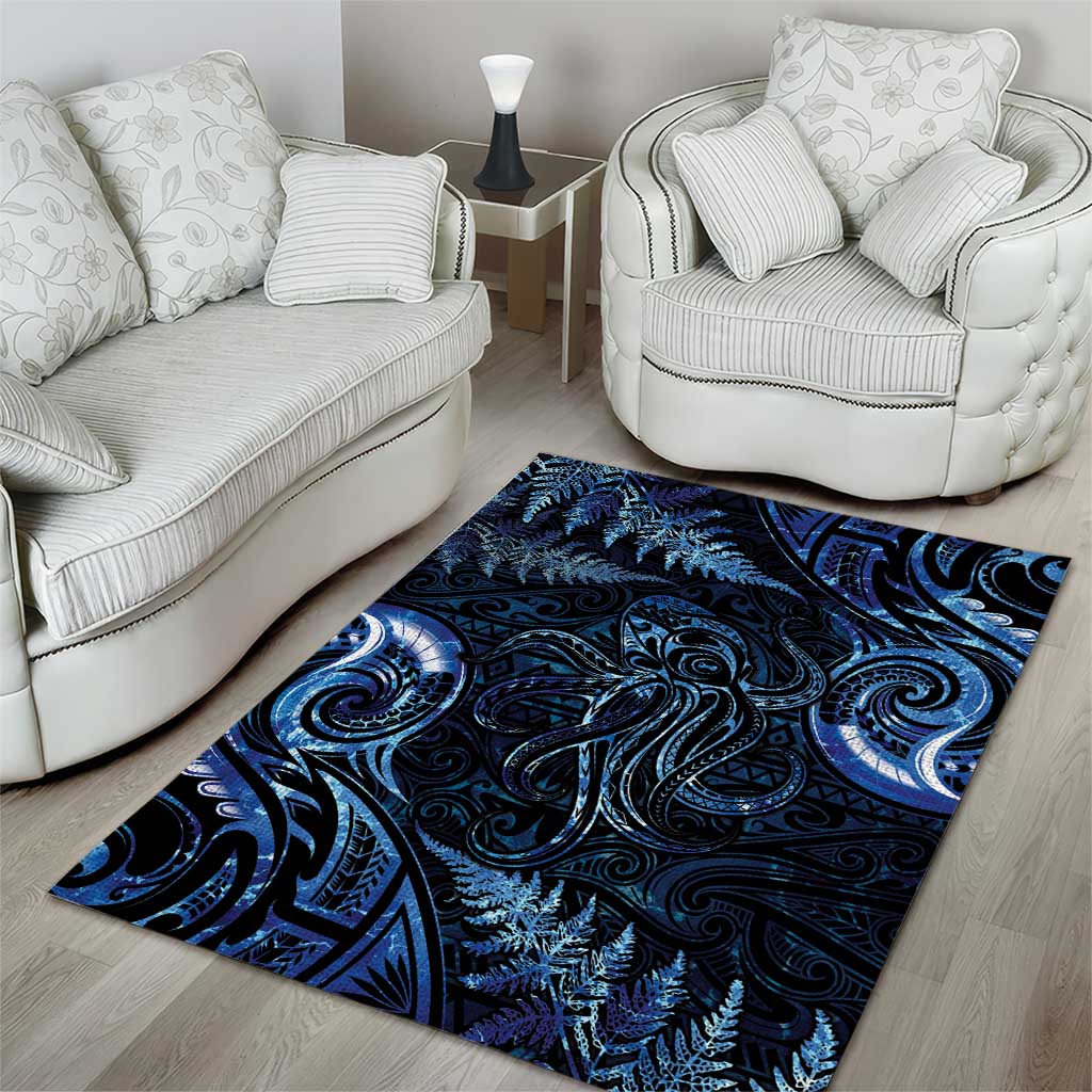 Aotearoa New Zealand Octopus Area Rug Silver Fern Maori Pattern LT05 - Polynesian Pride