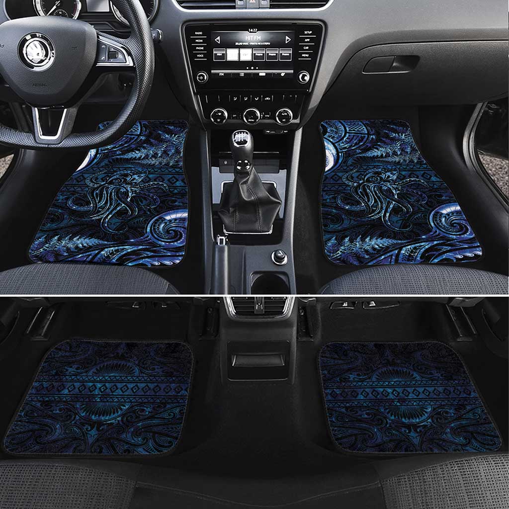 Aotearoa New Zealand Octopus Car Mats Silver Fern Maori Pattern LT05 Set 4pcs Blue - Polynesian Pride