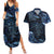 Aotearoa New Zealand Octopus Couples Matching Summer Maxi Dress and Hawaiian Shirt Silver Fern Maori Pattern