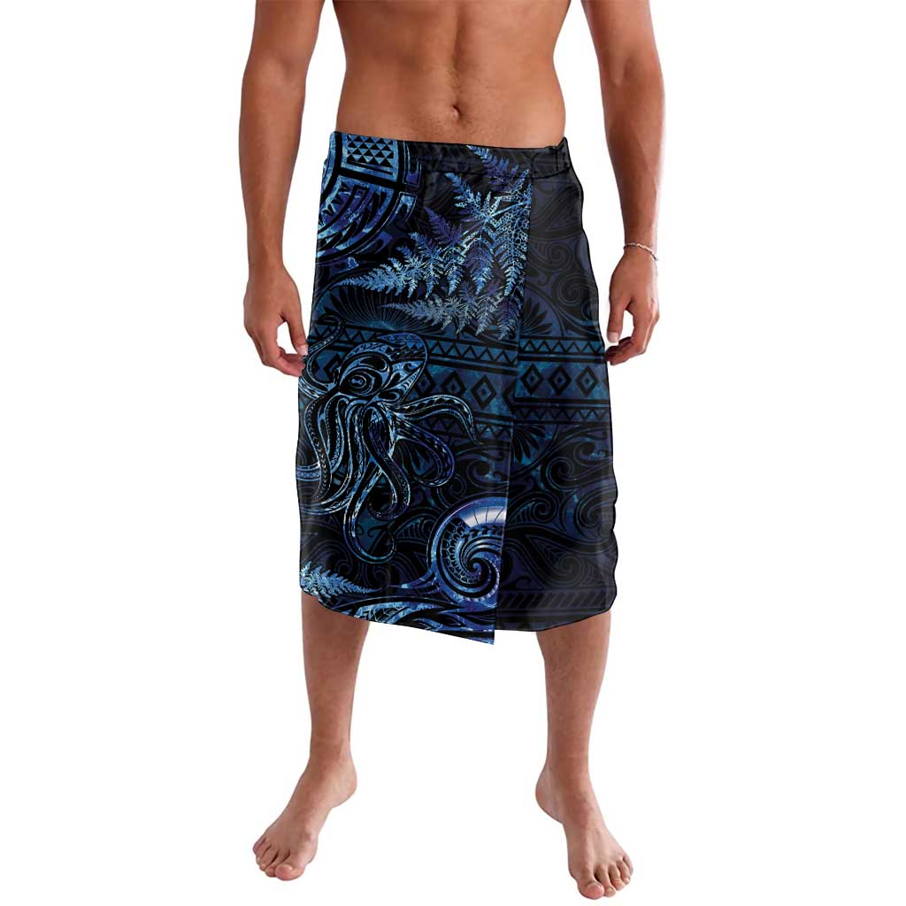 Aotearoa New Zealand Octopus Lavalava Silver Fern Maori Pattern LT05 Blue - Polynesian Pride