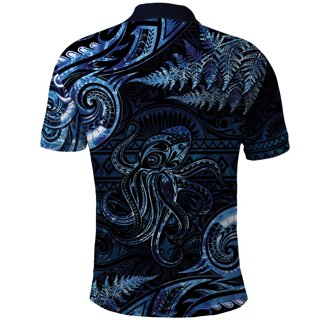 Aotearoa New Zealand Octopus Polo Shirt Silver Fern Maori Pattern LT05 - Polynesian Pride