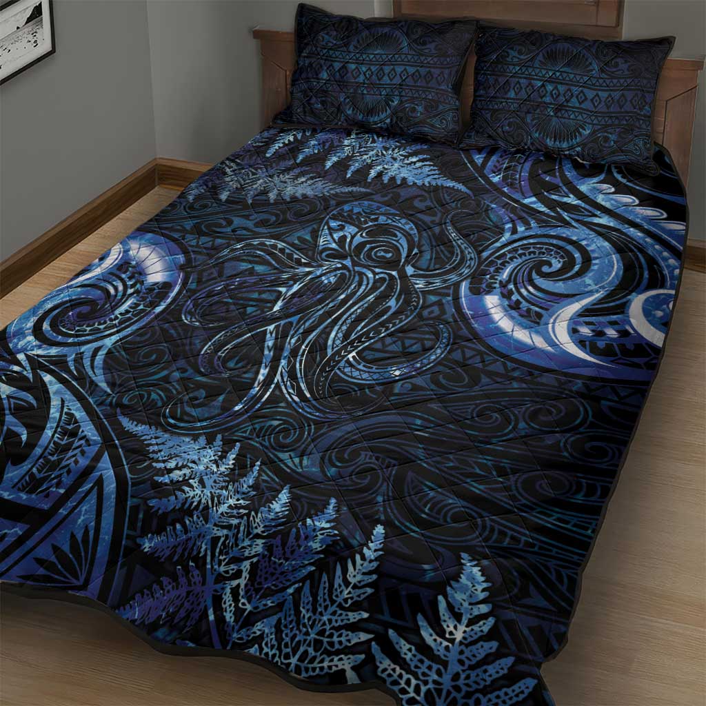 Aotearoa New Zealand Octopus Quilt Bed Set Silver Fern Maori Pattern LT05 - Polynesian Pride