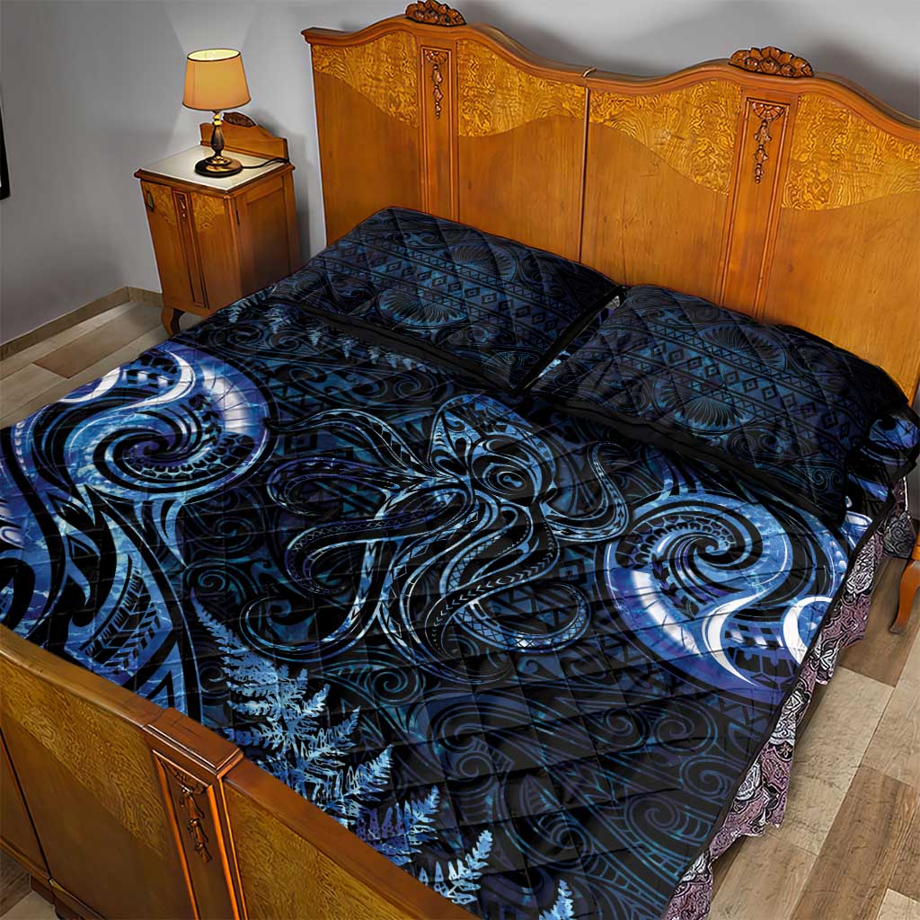 Aotearoa New Zealand Octopus Quilt Bed Set Silver Fern Maori Pattern LT05 - Polynesian Pride