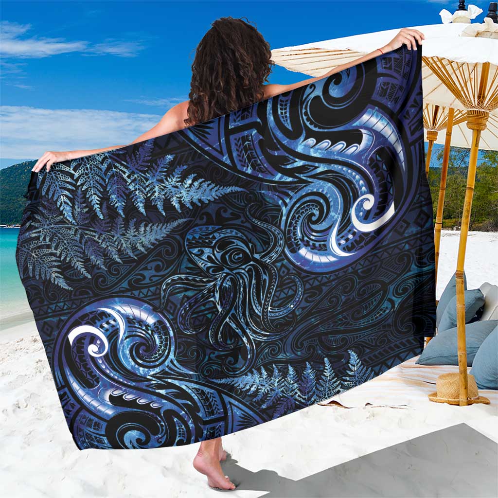 Aotearoa New Zealand Octopus Sarong Silver Fern Maori Pattern LT05 One Size 44 x 66 inches Blue - Polynesian Pride