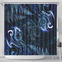 Aotearoa New Zealand Octopus Shower Curtain Silver Fern Maori Pattern LT05 - Polynesian Pride