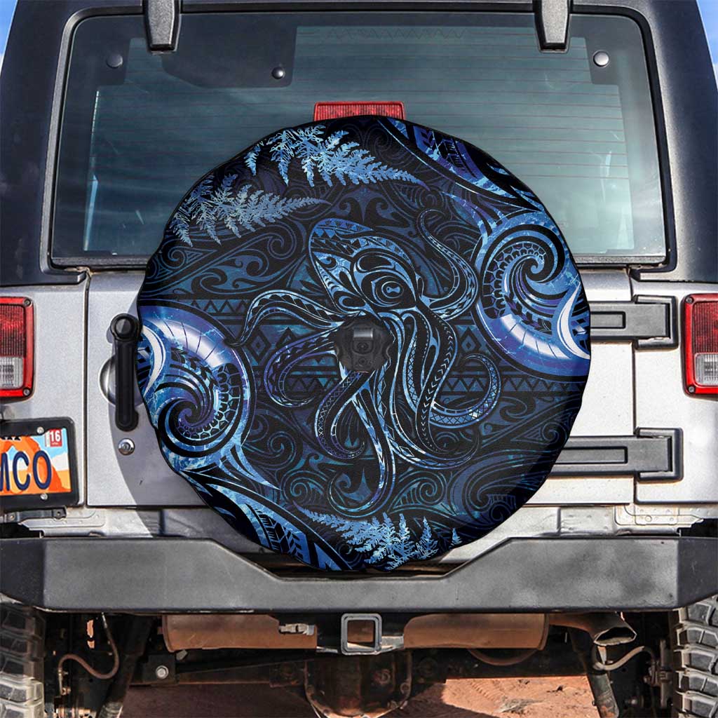 Aotearoa New Zealand Octopus Spare Tire Cover Silver Fern Maori Pattern