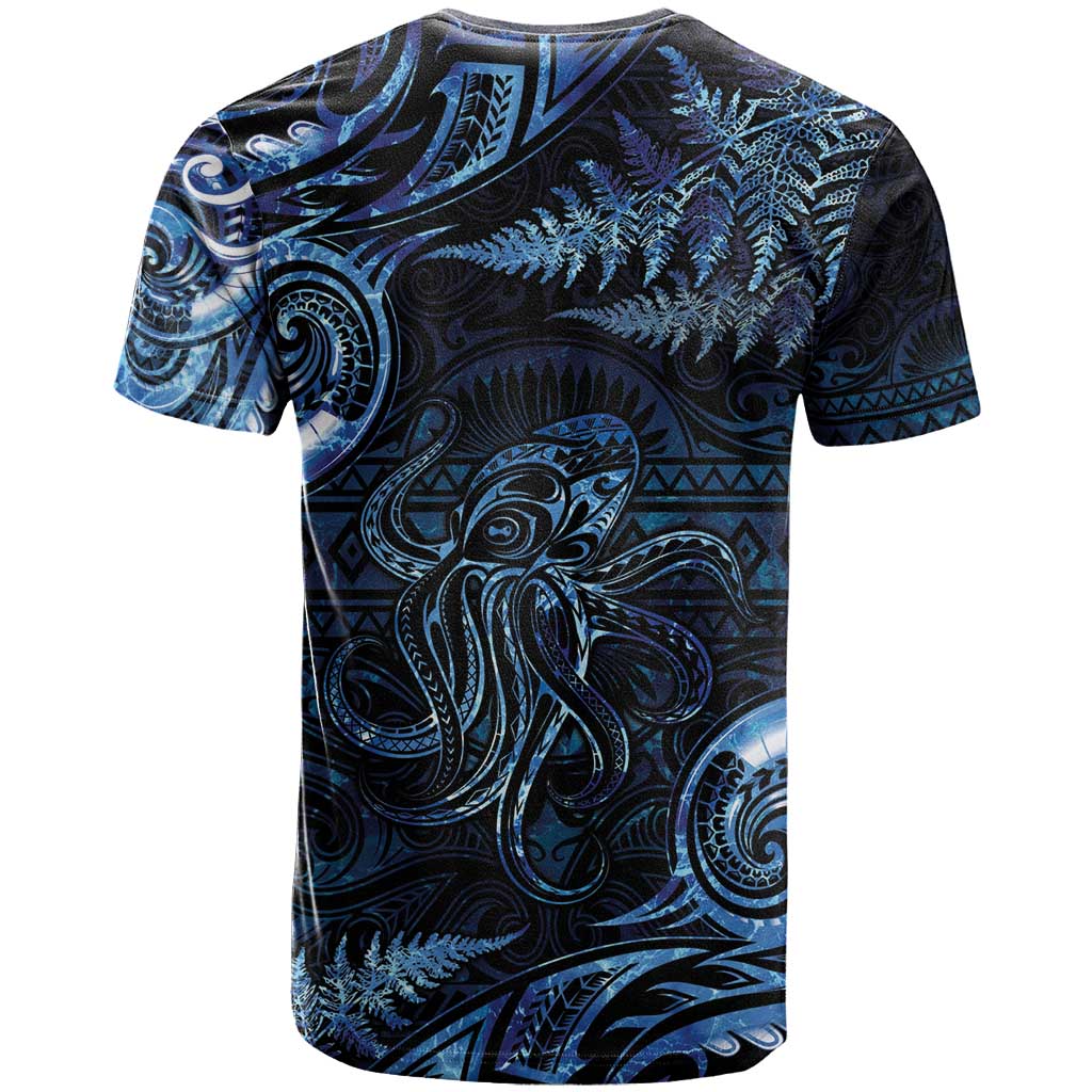 Aotearoa New Zealand Octopus T Shirt Silver Fern Maori Pattern LT05 - Polynesian Pride
