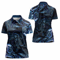 Aotearoa New Zealand Octopus Women Polo Shirt Silver Fern Maori Pattern LT05 - Polynesian Pride