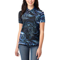 Aotearoa New Zealand Octopus Women Polo Shirt Silver Fern Maori Pattern LT05 - Polynesian Pride